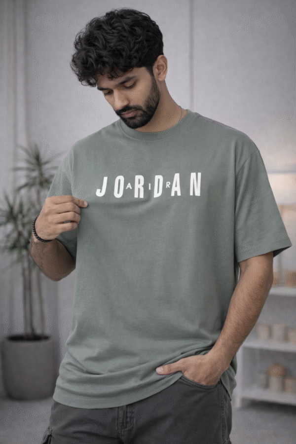 OLIVE PRINTED DROP SHOULDER T-SHIRTS