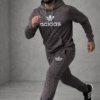 Charcoal Brown Sports Hoodie Tracksuit Set
