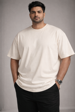 Off-White Cream Plain Over-Sized Tshirt