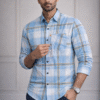 Sky Blue Casual Check Full Sleeve Shirt