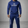 Deep Navy Blue Sports Hoodie Tracksuit Set