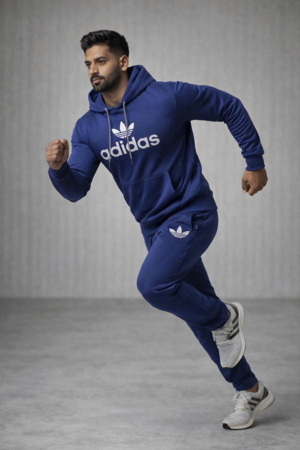Deep Navy Blue Sports Hoodie Tracksuit Set