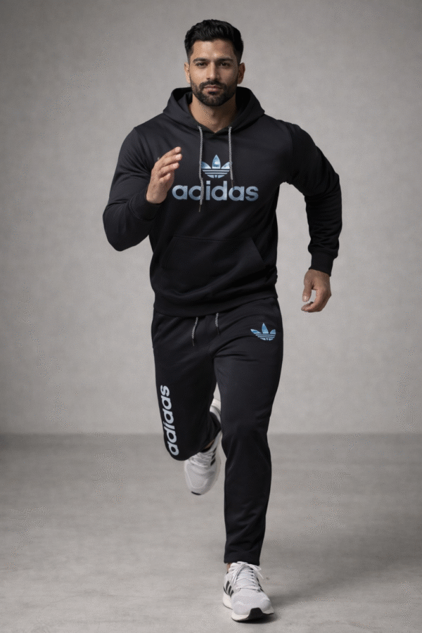 Black Hoodie Sports Tracksuit Set