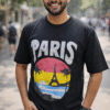 BLACK PARIS DROP SHOULDER T-SHIRTS