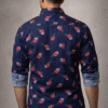 Navy Blue (Red & Grey Floral print) Full Sleeve Shirt