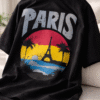BLACK PARIS DROP SHOULDER T-SHIRTS