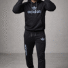 Black Hoodie Sports Tracksuit Set