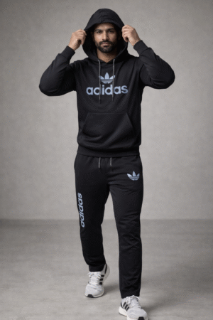 Black Hoodie Sports Tracksuit Set