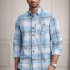 Sky Blue Casual Check Full Sleeve Shirt