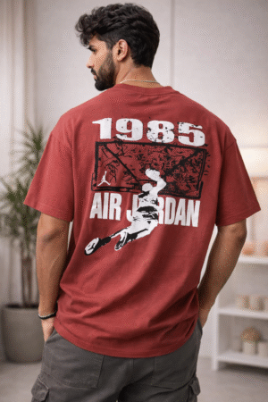 Maroon Printed Drop-Shoulder Tshirt