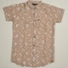 Khaki Brown Floral Half Sleeve Shirt (Slim Fit)