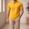 Mustard Yellow Printed Polo T-Shirt