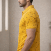 Mustard Yellow Printed Polo T-Shirt