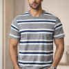 Grey Striped Round Neck T-Shirt