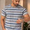 Grey Striped Round Neck T-Shirt