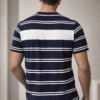 Navy Blue Striped Round Neck T-Shirt