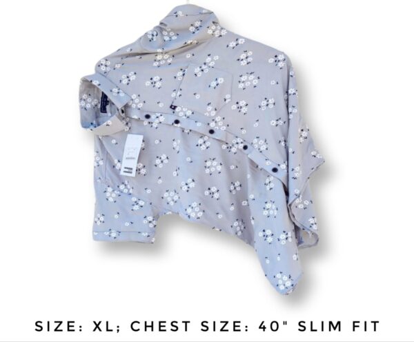 Grey Floral Half Sleeve Shirt (Slim Fit)