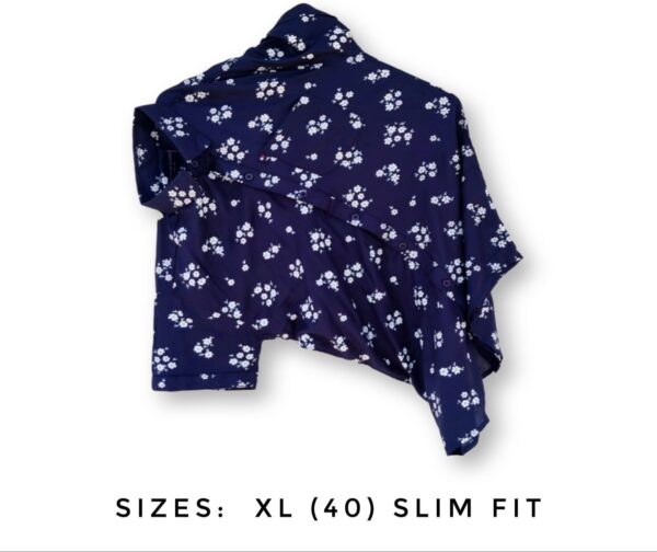 Navy Blue Floral Half Sleeve Shirt (Slim Fit)
