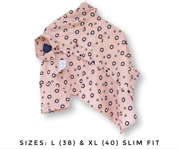 Peach Polka Dot Half Sleeve Shirt (Slim Fit)