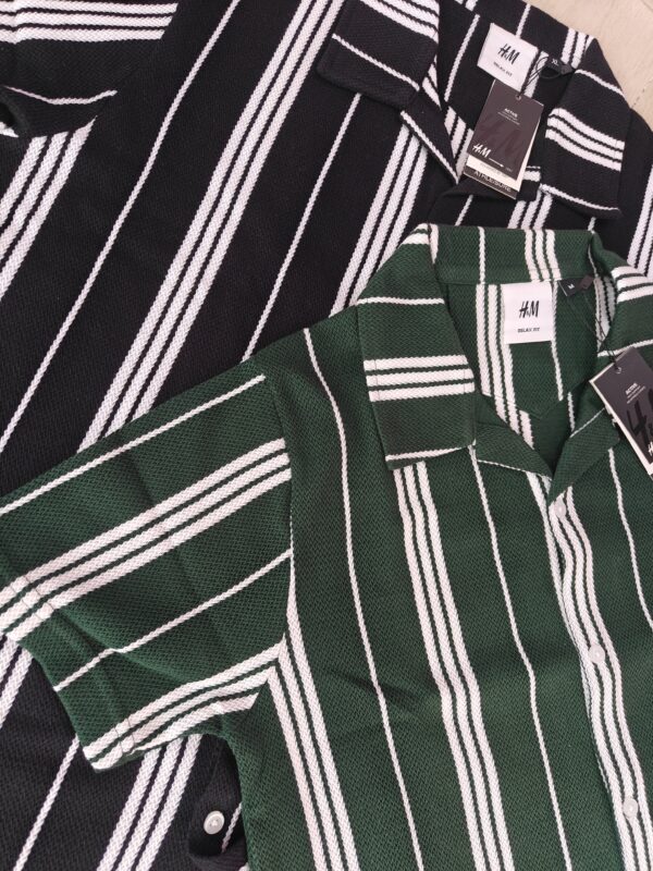 Green Striped Cuban Caller Half Sleeve Shirt