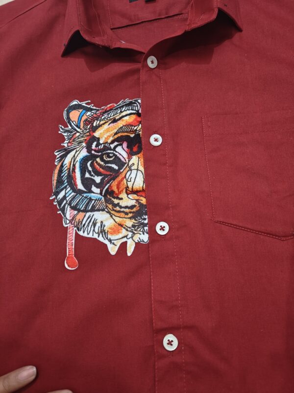 Red Tiger Patch Designer Shirt