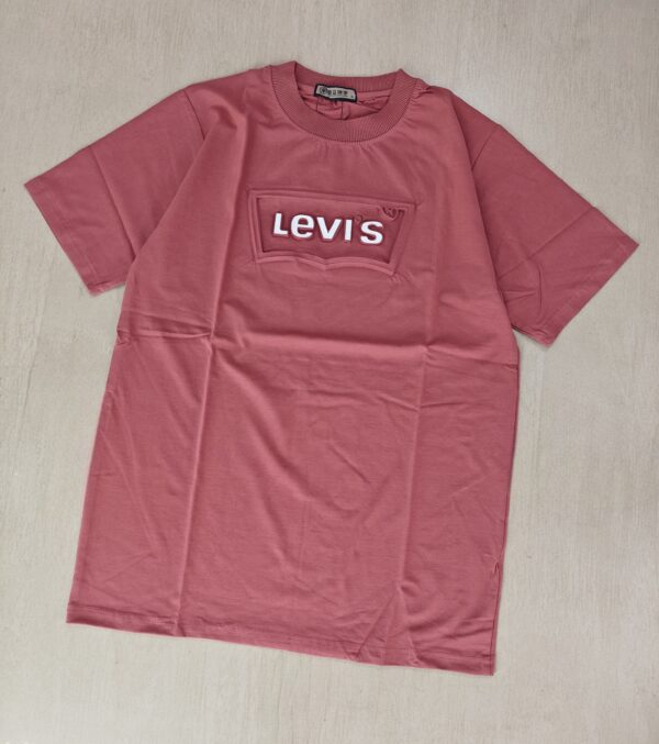 Brick Red Embossed Logo Slim Fit Half Sleeve T-shirt