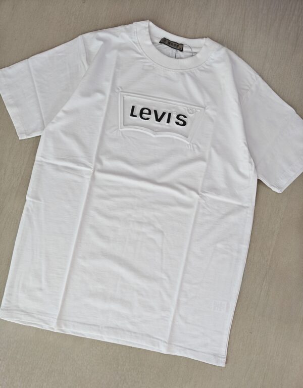 White Embossed Logo Slim Fit Half Sleeve T-shirt