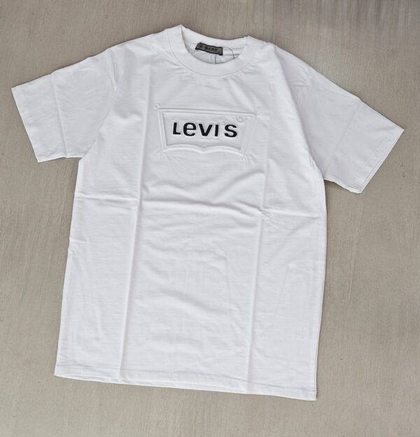 White Embossed Logo Slim Fit Half Sleeve T-shirt