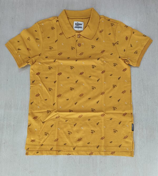 Mustard Yellow Printed Polo T-Shirt