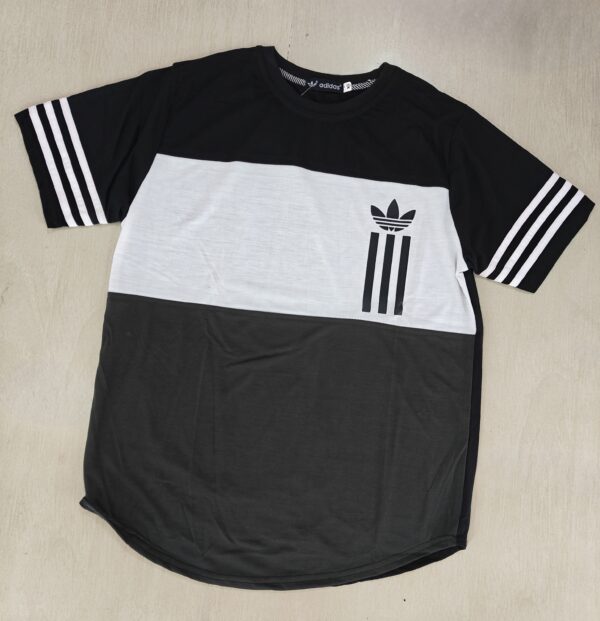 Black – White – Brown Color Block Design Half Sleeve Tshirt