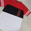 Red – Black – White Color Block Design Half Sleeve T-shirt
