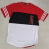 Red – Black – White Color Block Design Half Sleeve T-shirt