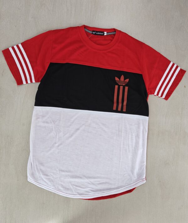 Red – Black – White Color Block Design Half Sleeve T-shirt
