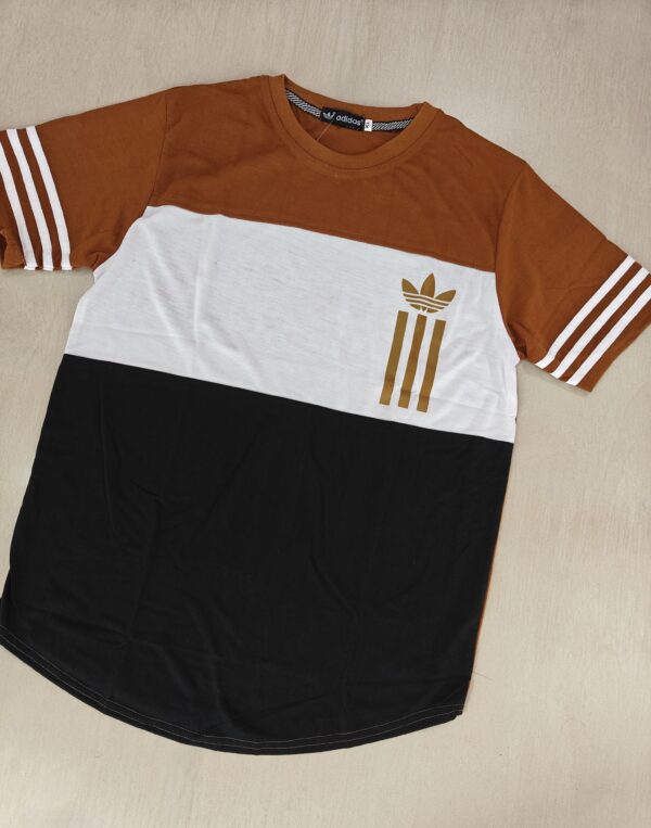 Green – White – Black Color Block Design Half Sleeve T-shirt