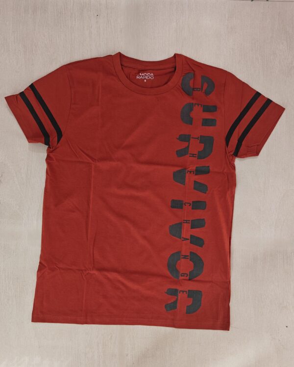 Rust Red Printed Half Sleeve Tshirt
