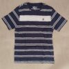 Navy Blue Striped Round Neck T-Shirt
