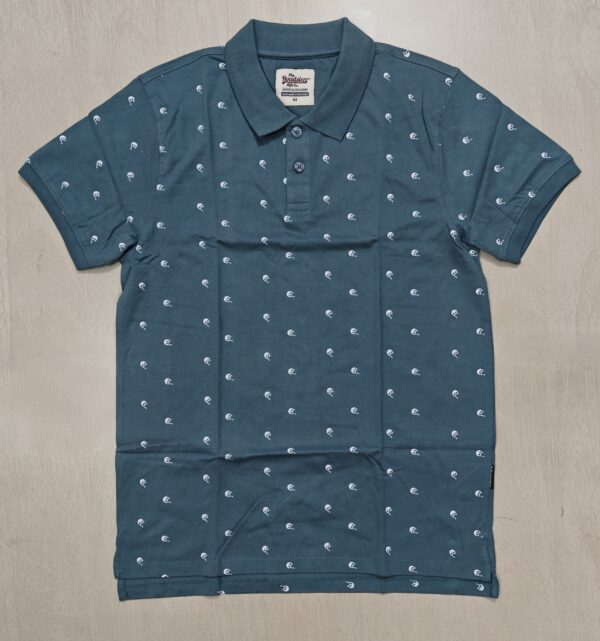 Dark Teal Printed Polo T-Shirt