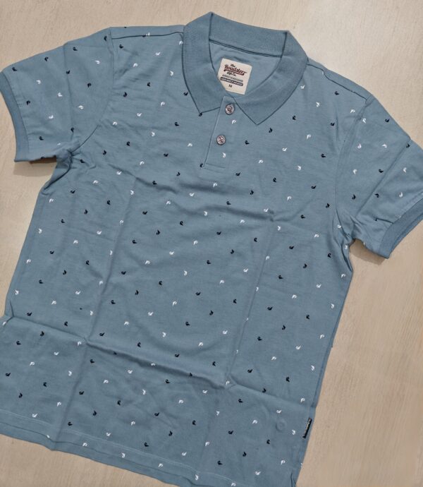 Light Slate Blue Printed Polo T-Shirt