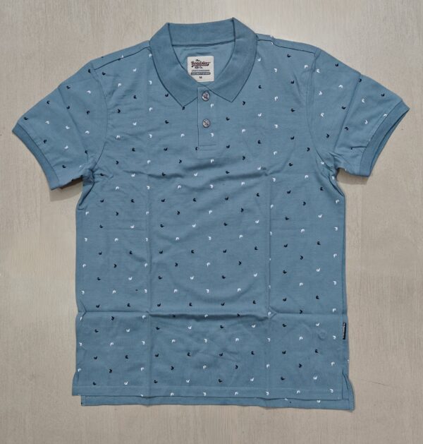 Light Slate Blue Printed Polo T-Shirt