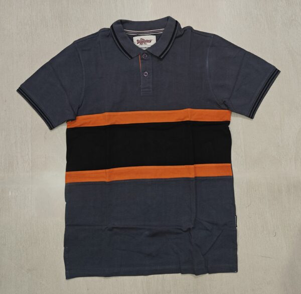 Charcoal Grey Color Block Polo T-Shirt