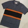 Charcoal Grey Color Block Polo T-Shirt