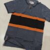 Charcoal Grey Color Block Polo T-Shirt