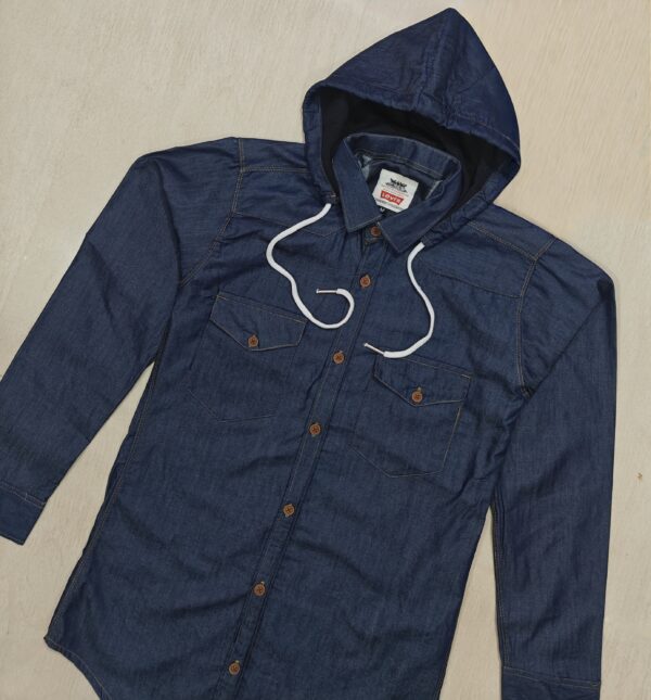 Dark Blue Casual Fake Denim Shirt