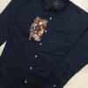 Navy Blue Tiger Patch Designer Shirt