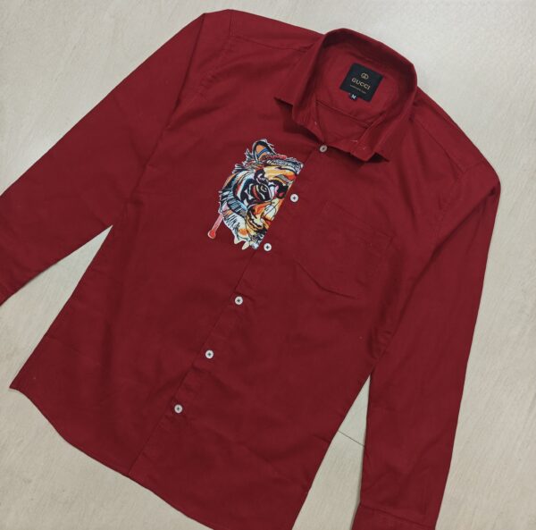 Red Tiger Patch Designer Shirt