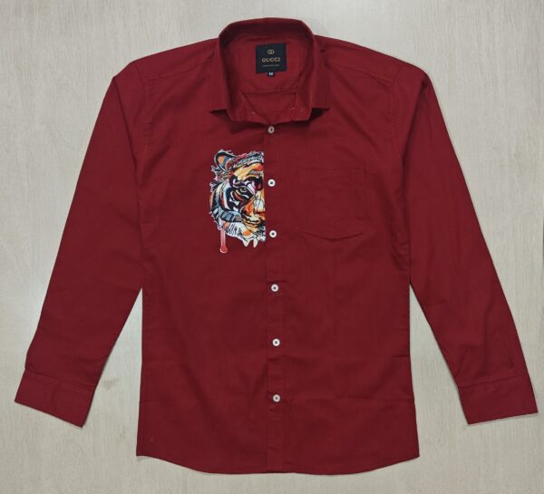 Red Tiger Patch Designer Shirt