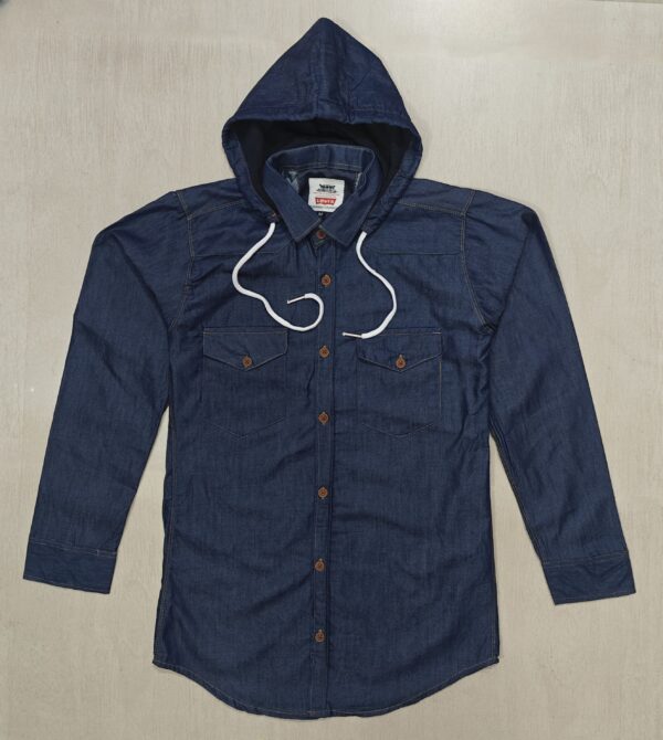 Dark Blue Casual Fake Denim Shirt