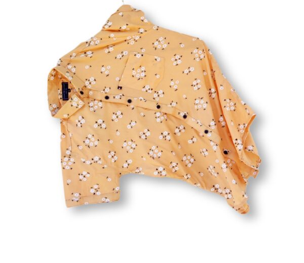 Warm Yellow Floral Half Sleeve Shirt (Slim Fit)