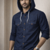 Dark Blue Casual Fake Denim Shirt