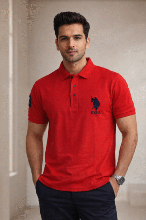 Rust Red Slim Fit Polo Collar Half T-shirt